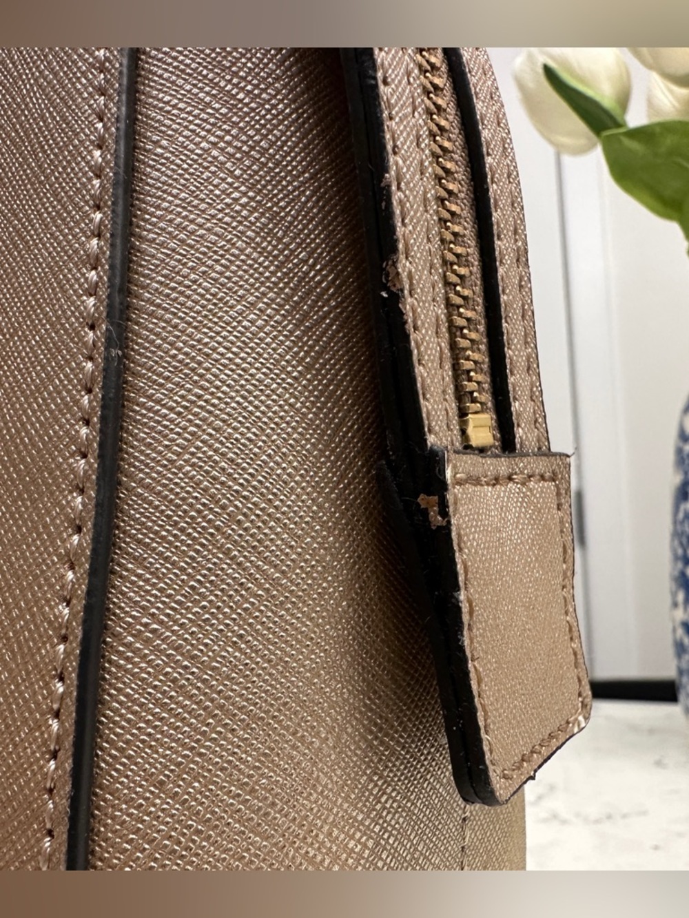 Karl Lagerfeld Paris Structured Satchel – Taupe with Gold Hardware - Picture 8 of 13